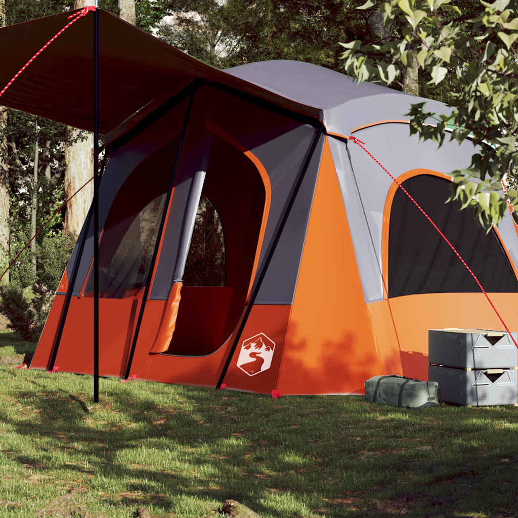 Vidaxl Tent à 5 personnes étanche gris et orange