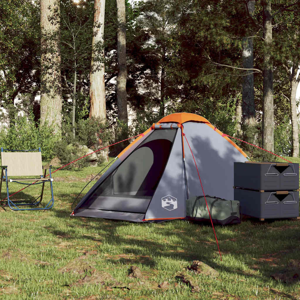 Vidaxl Dome Tenda per 2 persone impermeabile grigio e arancione