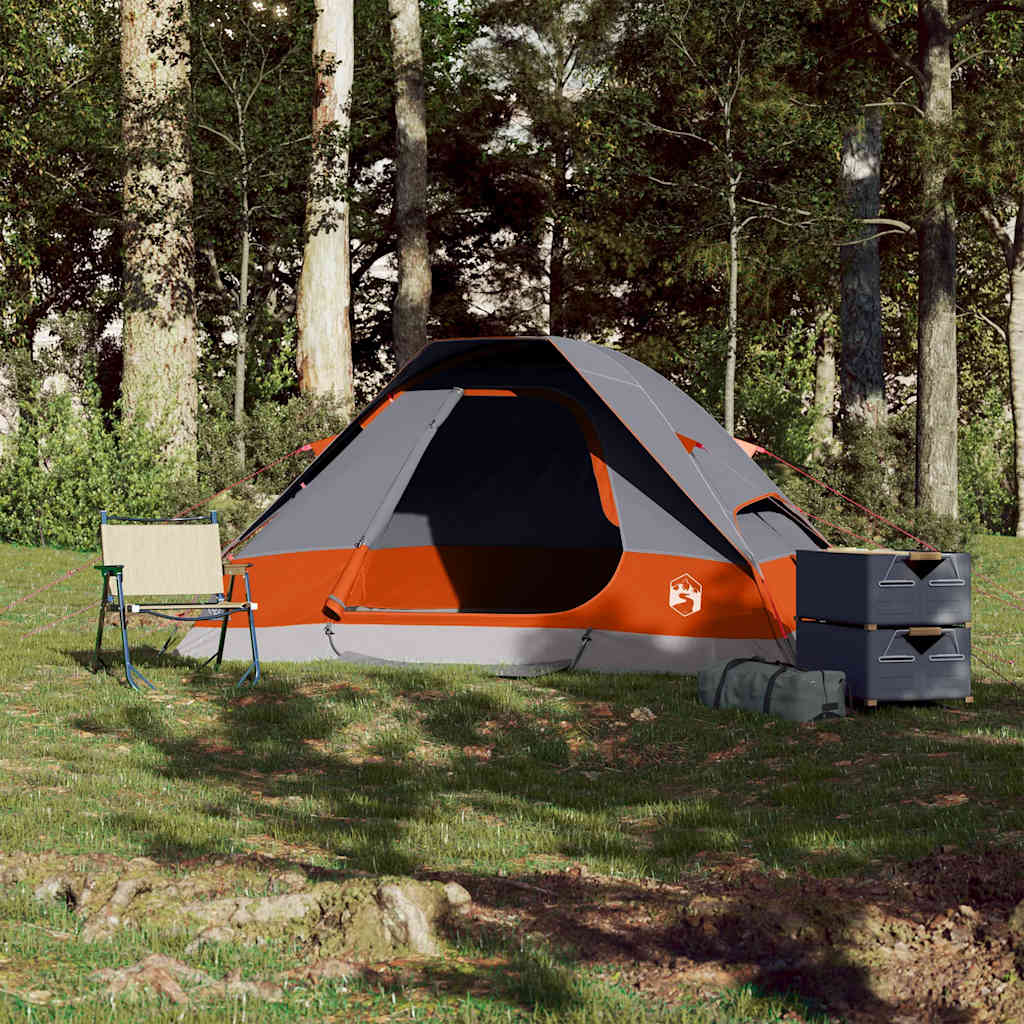 Vidaxl Dome Stan 2-Person Waterproof Grey and Orange