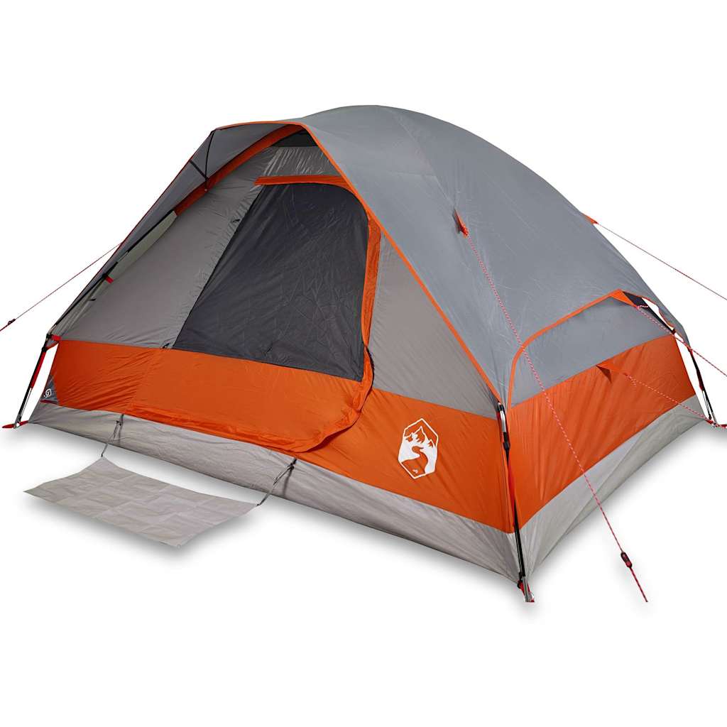 Vidaxl dome tente 4 personnes étanche gris et orange