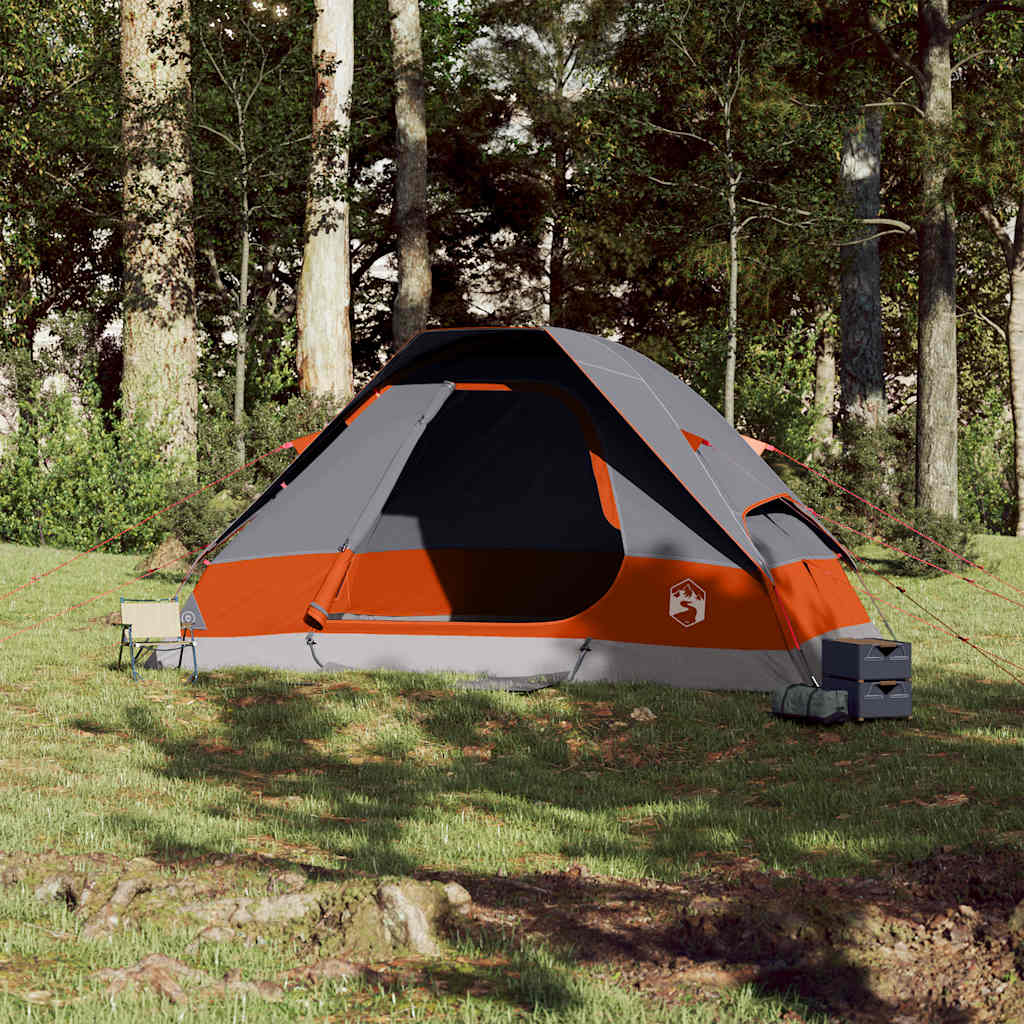 Vidaxl Dome Tent de 6 personas impermeables grises y naranja