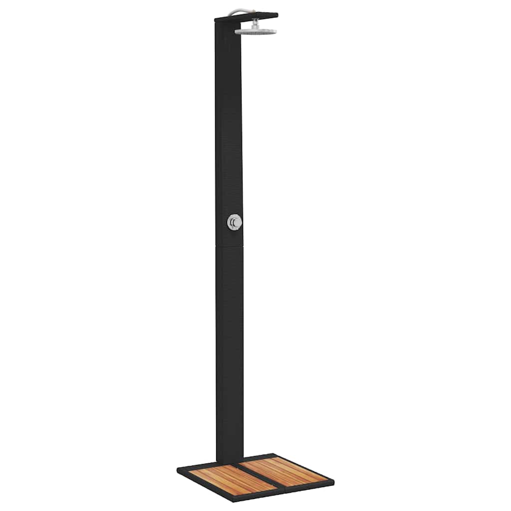 Vidaxx Außendusche 50x55x224 cm Polyrattan und Akazienholz schwarz