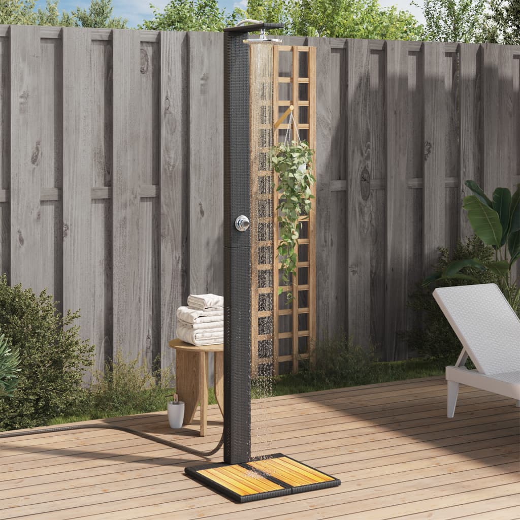 Vidaxl Outdoor Shower 50x55x224 cm Poly rattan i acaciahout czarny