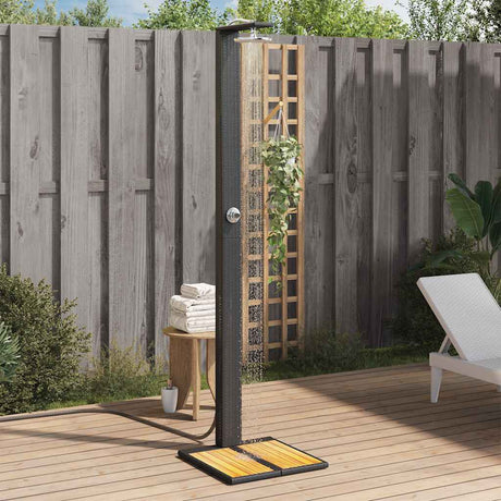 Vidaxx Außendusche 50x55x224 cm Polyrattan und Akazienholz schwarz