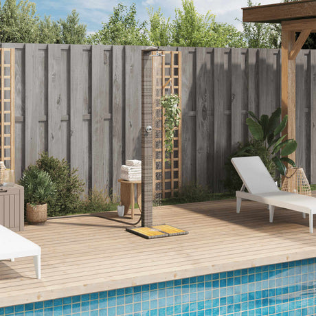 Vidaxx Außendusche 50x55x224 cm Polyrattan und Akazienholz grau