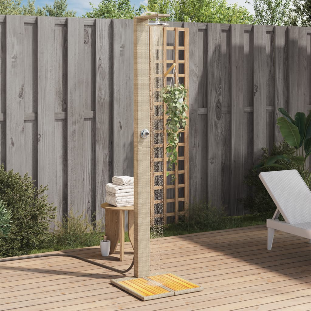 Vidaxl Shower Outdoor 50x55x224 cm Poly Rattan e Acaciahout Beige