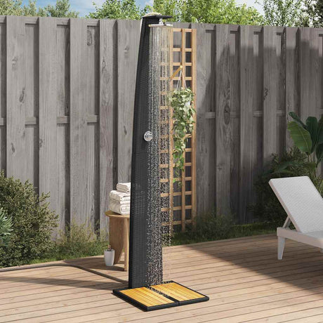 Vidaxx Außendusche 55x60x224 cm Polyrattan und Akazienholz schwarz