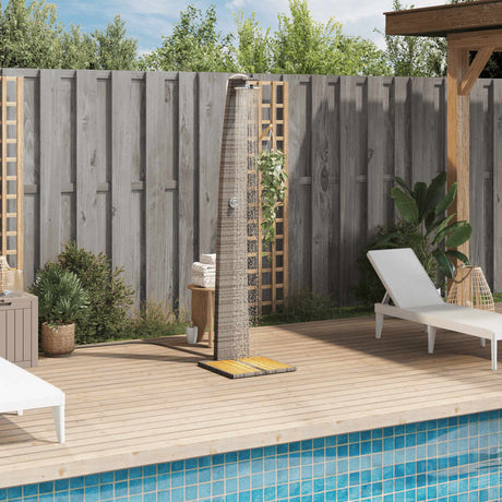 Vidaxx Außendusche 55x60x224 cm Polyrattan und Akazienholz grau