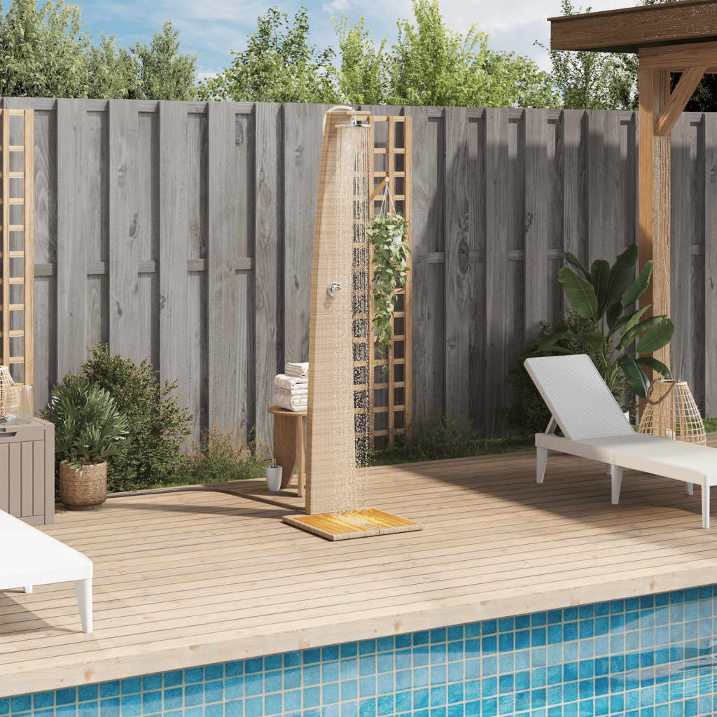 Vidaxl Outdoor Shower 55x60x224 cm Poly rattan i acaciahout beige