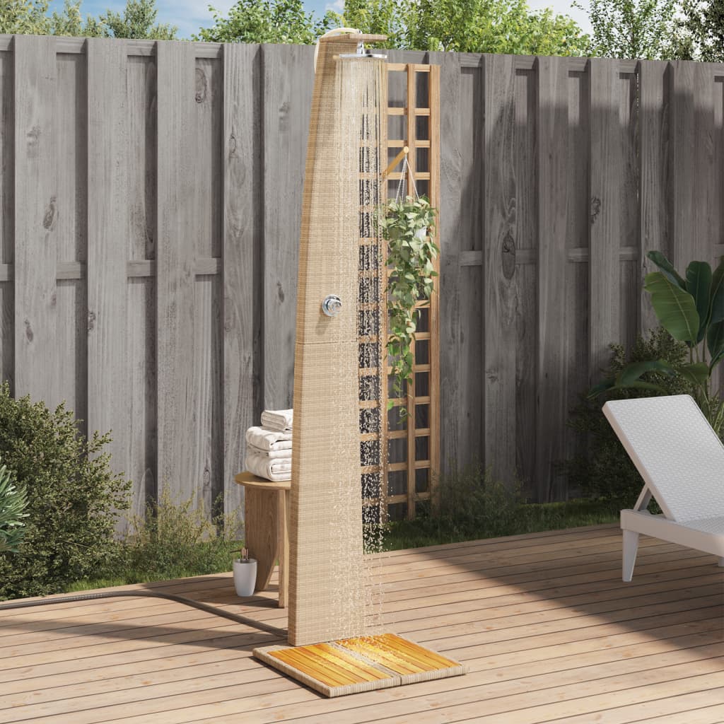 Vidaxx Außendusche 55x60x224 cm Polyrattan und Akazienholz beige