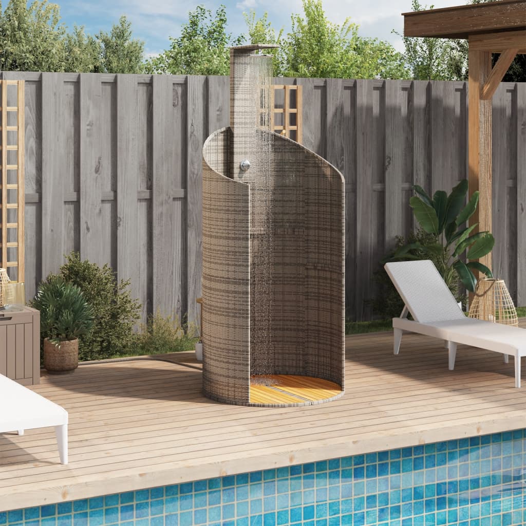 Vidaxl outdoor shower 100x100x241.5 cm Poly rattan and acacia wood gray