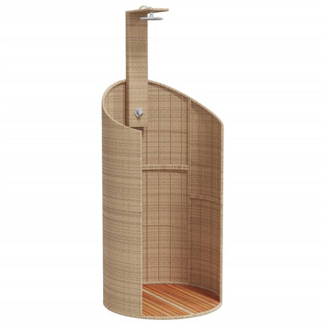Vidaxx Außendusche 100x100x241,5 cm Polyrattan und Akazienholz beige