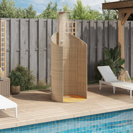 Vidaxx Außendusche 100x100x241,5 cm Polyrattan und Akazienholz beige