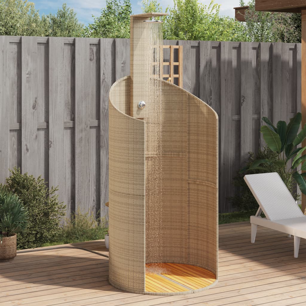 Vidaxl Outdoor Shower 100x100x241,5 cm Poly Rattan og Acaciahout Beige