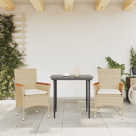 Vidaxl tuinstoelen 2 st met kussens poly rattan beige