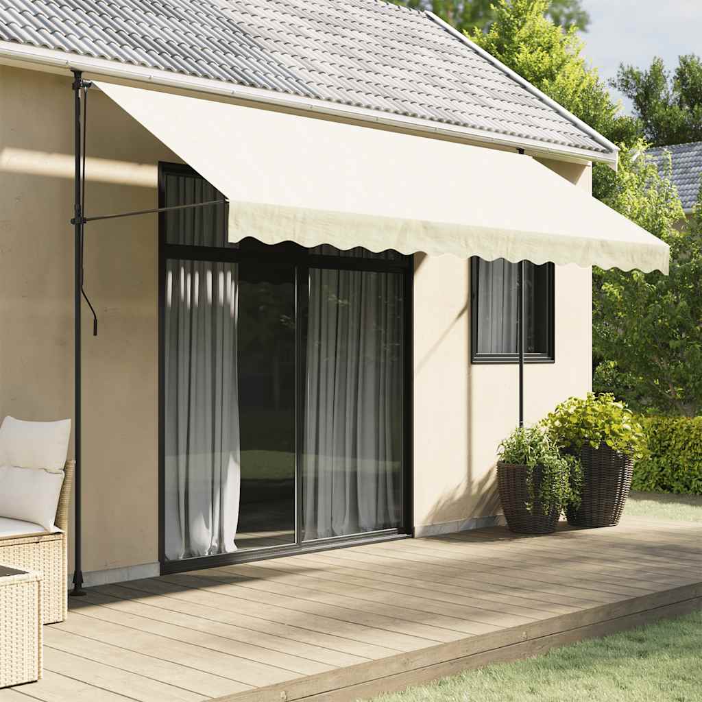 VidaXL Ausziehbare Markise 350x150 cm Stoff und Stahl cremefarben