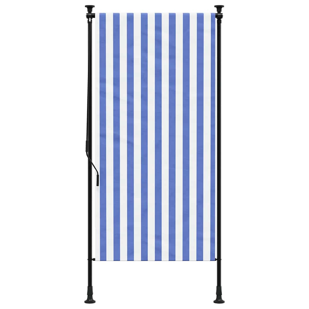 Vidaxxl Außenrollo 100x270 cm Stoff und Stahl blau und weiß