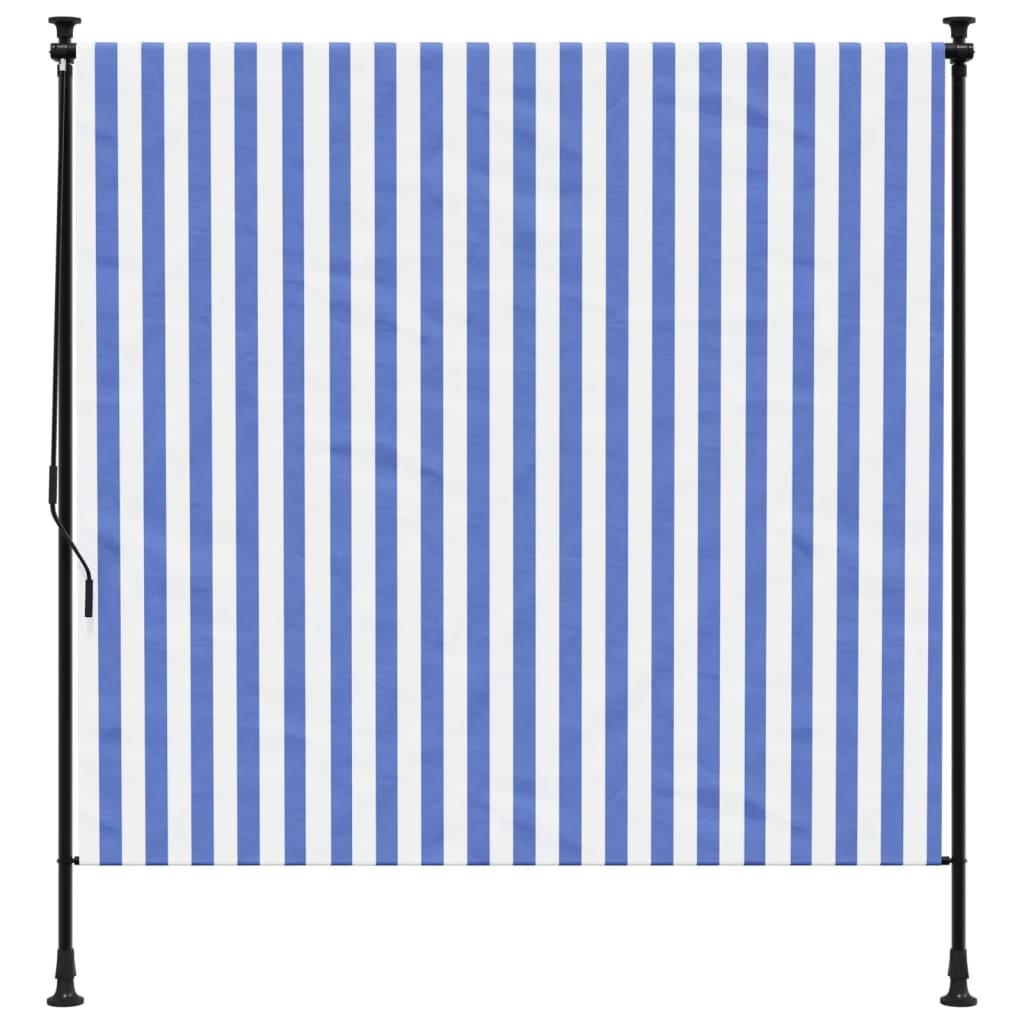 Vidaxl rolgordijn voor buiten 150x270 cm stof en staal blauw en wit