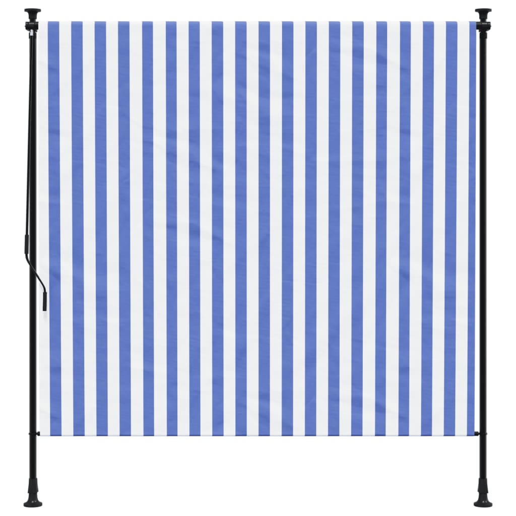 Vidaxl Rouleau aveugle pour l'extérieur de 200x270 cm tissu et acier bleu et blanc