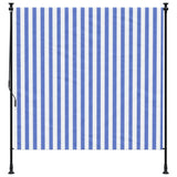 Vidaxl rulleblind for utenfor 200x270 cm stoff og stålblått og hvitt