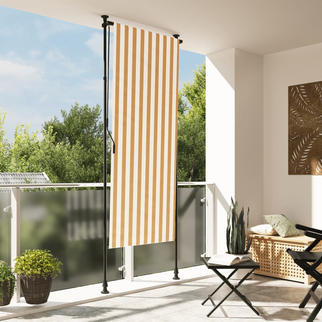 Vidaxl Roller Blind til udenfor 100x270 cm stof og stålorange og hvid