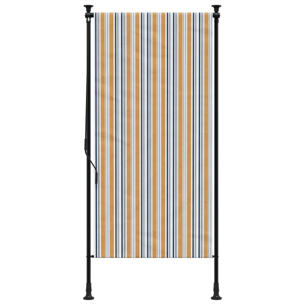 Vidaxl Roller Blind pro venku 100x270 cm tkanina a ocelová žlutá a bílá