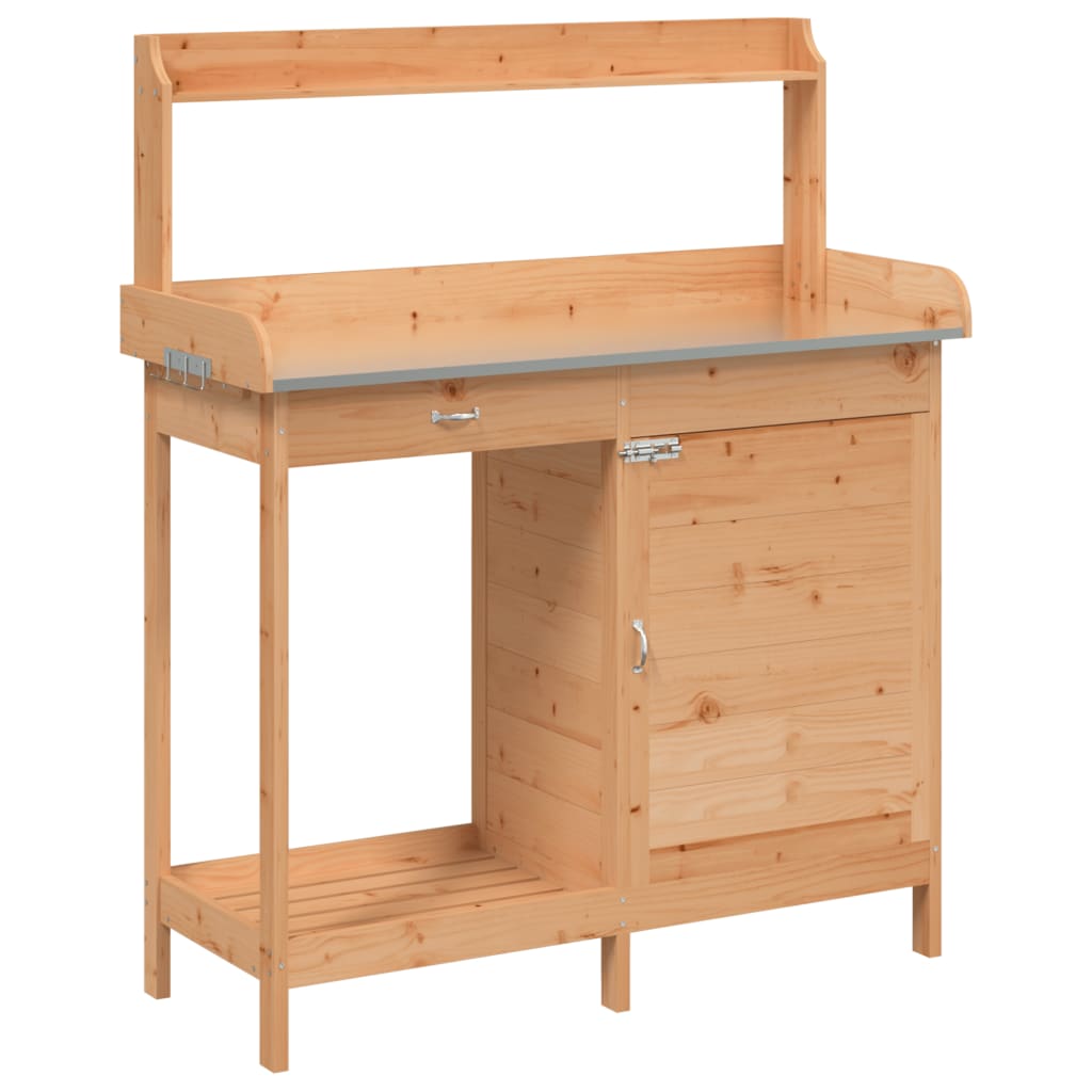 Vidaxl Botto Bord med kabinet 110.5x45x124.5 cm Solid fyrretræbrun