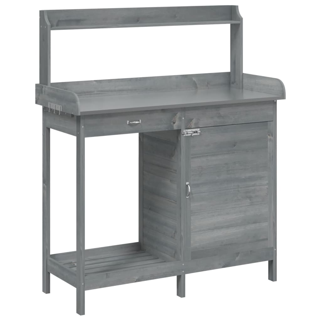 Vidaxx Pflanztisch mit Schrank 110,5x45x124,5 cm massives Kiefernholz grau