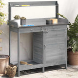 Vidaxx Pflanztisch mit Schrank 110,5x45x124,5 cm massives Kiefernholz grau
