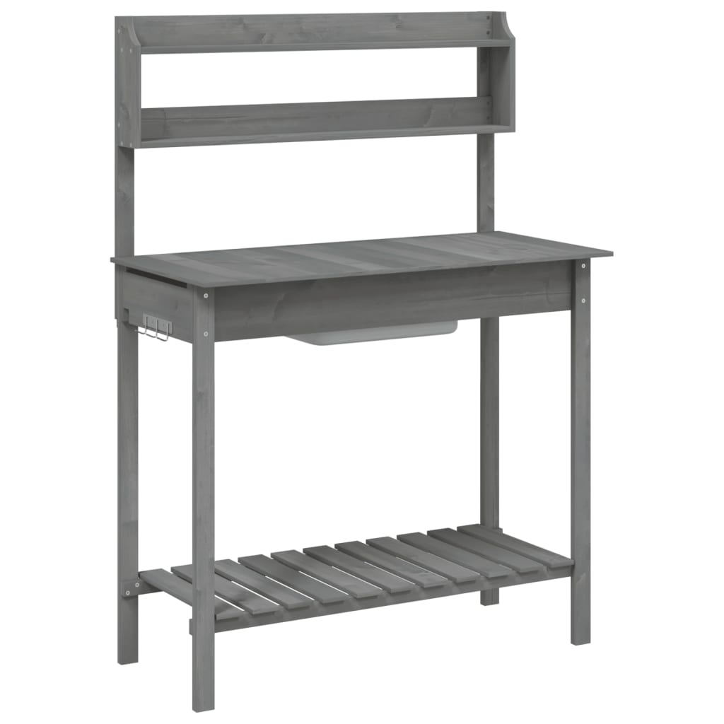 Vidaxl Botto tavolo con lavandino 147.5x44x139,5 cm grigio in legno puro