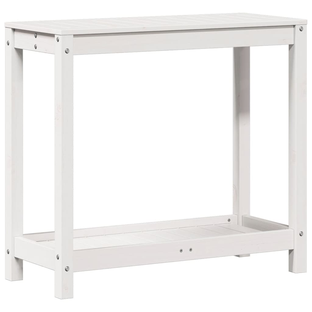 VidaXL Botton table with shelf 82.5x35x75 cm solid pine white white