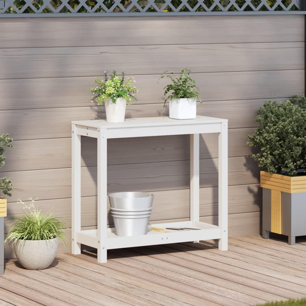 Vidaxx Pflanztisch mit Ablage 82,5x35x75 cm massives Kiefernholz weiß