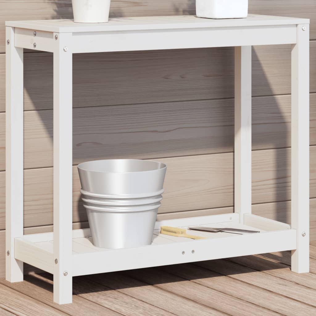 Vidaxx Pflanztisch mit Ablage 82,5x35x75 cm massives Kiefernholz weiß