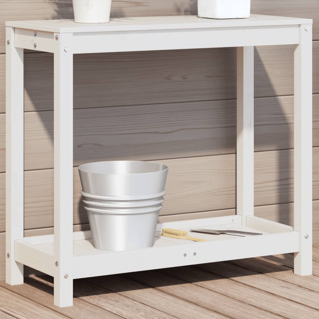 Vidaxl Botton Table con scaffale 82.5x35x75 cm Pine bianco bianco bianco