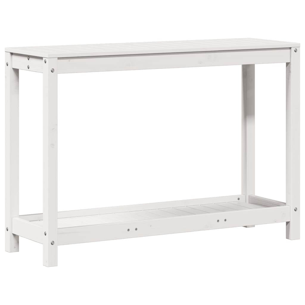 Vidaxl Botton Table mit Regal 108x35x75 cm Festkiefer weiß weiß