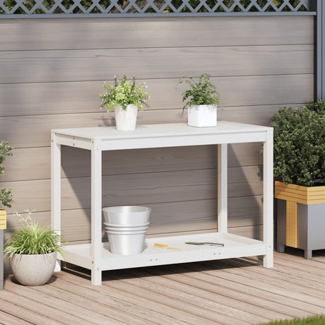 Vidaxx Pflanztisch mit Ablage 108x50x75 cm massives Kiefernholz weiß