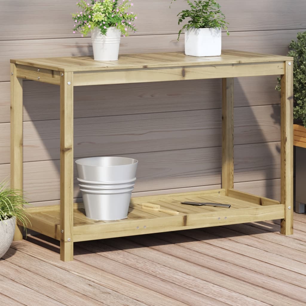 Vidaxl Botton Dësch mat Regal 108x50x75 cm imprägnéiert Pine