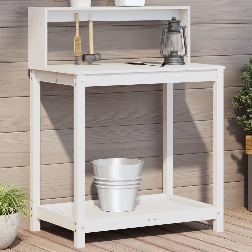 Vidaxx Pflanztisch mit Regalen 82,5x50x109,5 cm massives Kiefernholz weiß