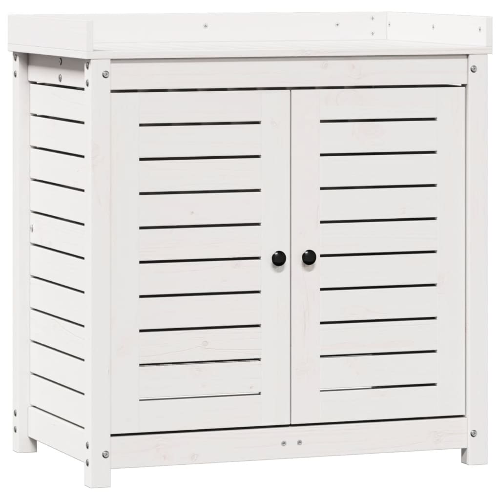 Vidaxx Pflanztisch mit Regalen 82,5x50x86,5 cm massives Kiefernholz weiß