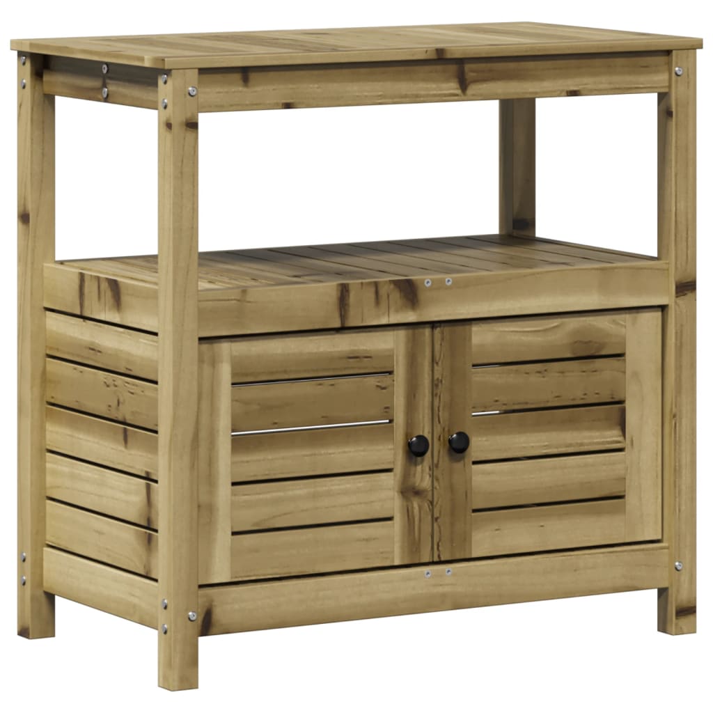 Vidaxl Botton Table avec étagères 82.5x45x81 cm Bois imprégné