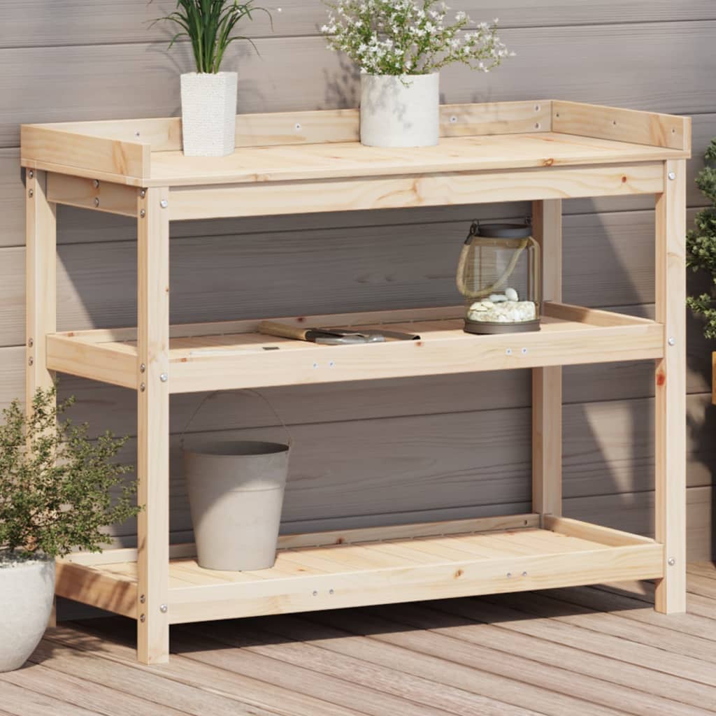 Vidaxx Pflanztisch mit Regalen 108x45x86,5 cm massives Kiefernholz