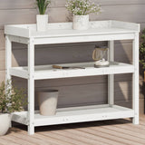 Vidaxx Pflanztisch mit Regalen 108x45x86,5 cm massives Kiefernholz weiß