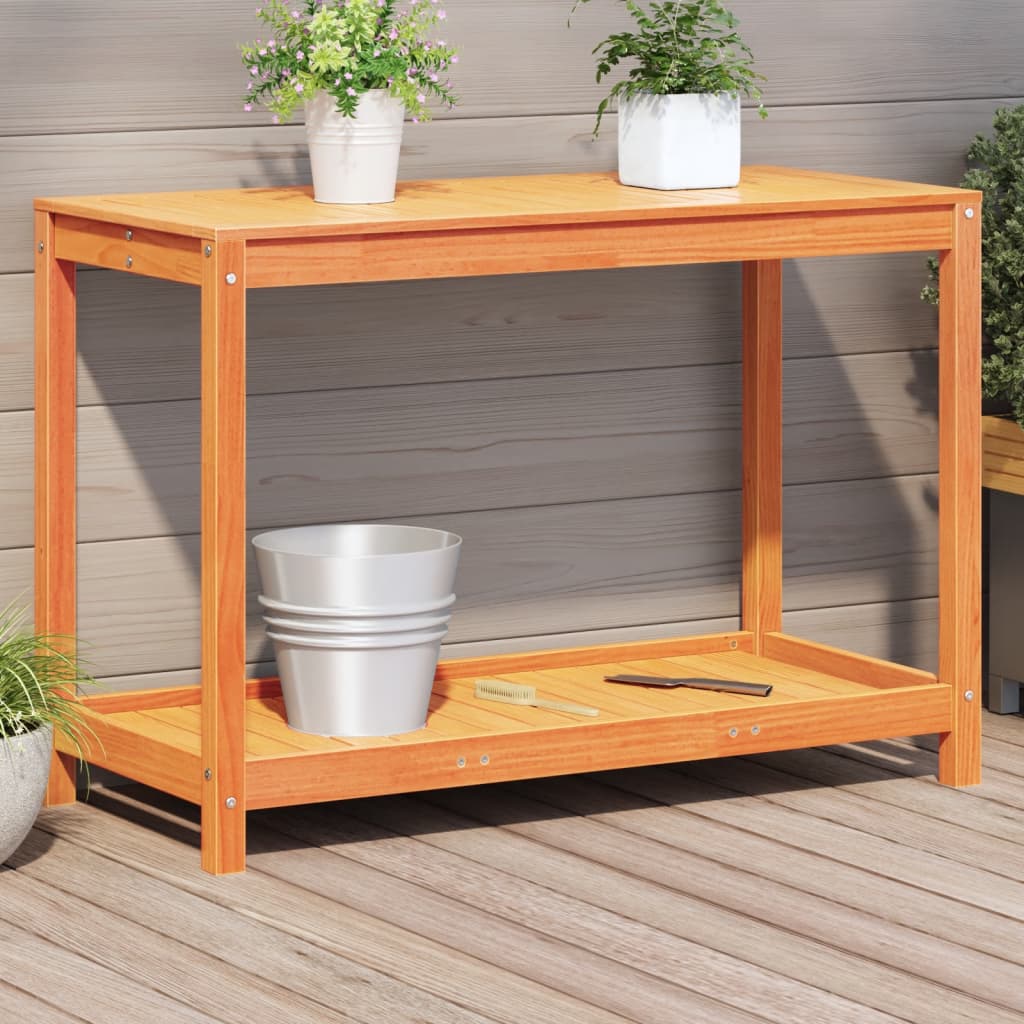 Vidaxx Pflanztisch mit Ablage 108x50x75 cm massives Kiefernholz, waschbraun