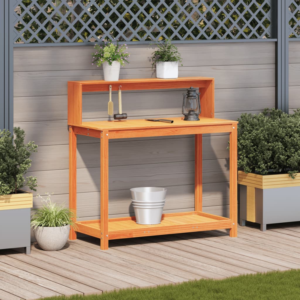 Vidaxx Pflanztisch mit Regalen 108x50x109,5 cm Kiefernholz braun