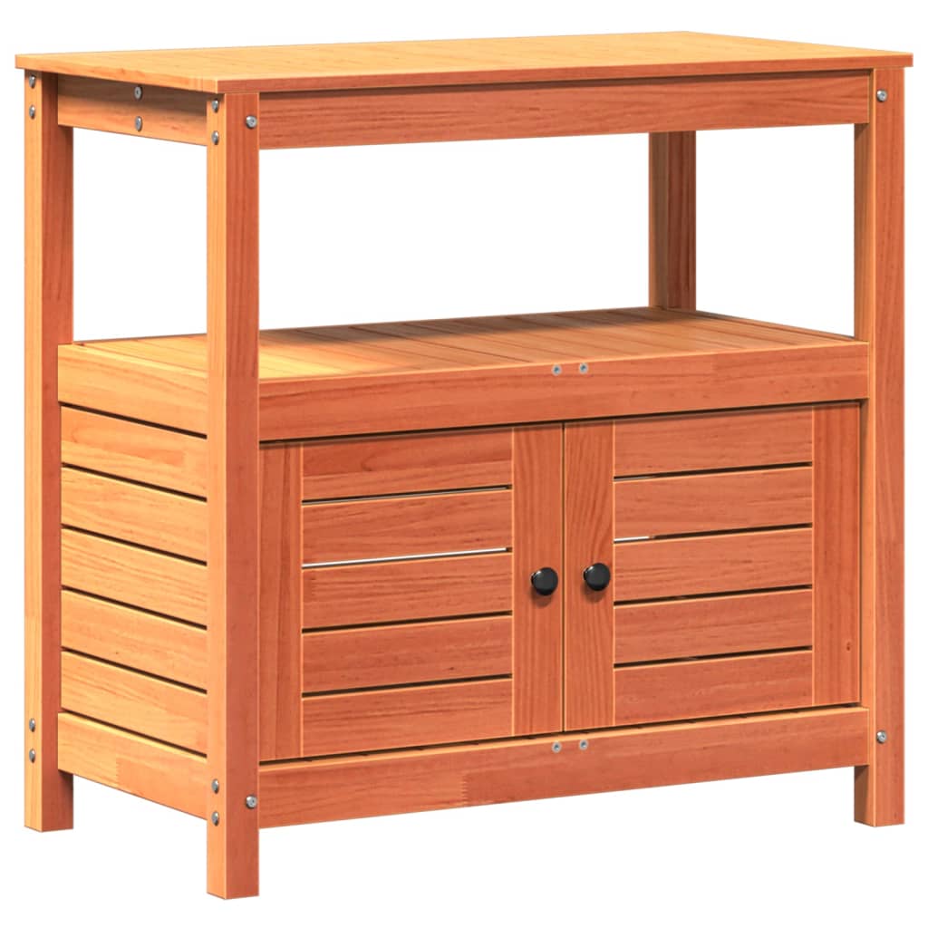 Vidaxx Pflanztisch mit Regalen 82,5x45x81 cm massives Kiefernholz braun