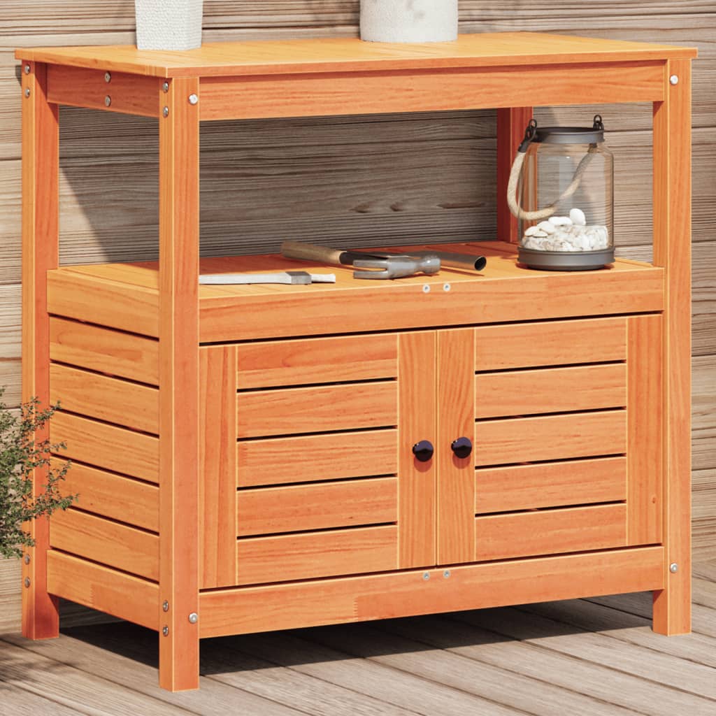 Vidaxx Pflanztisch mit Regalen 82,5x45x81 cm massives Kiefernholz braun