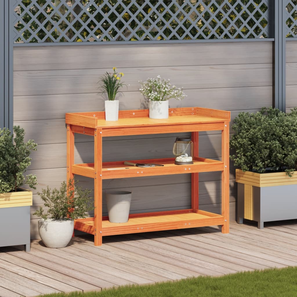 Vidaxx Pflanztisch mit Regalen 108x45x86,5 cm Kiefernholz braun