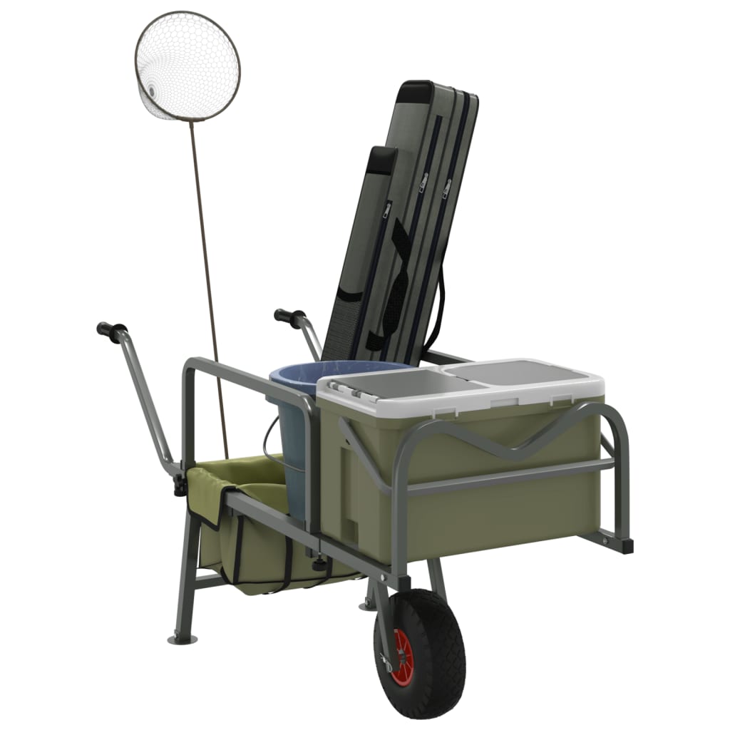 Vidaxl fish cart with wheel powder -coated steel green