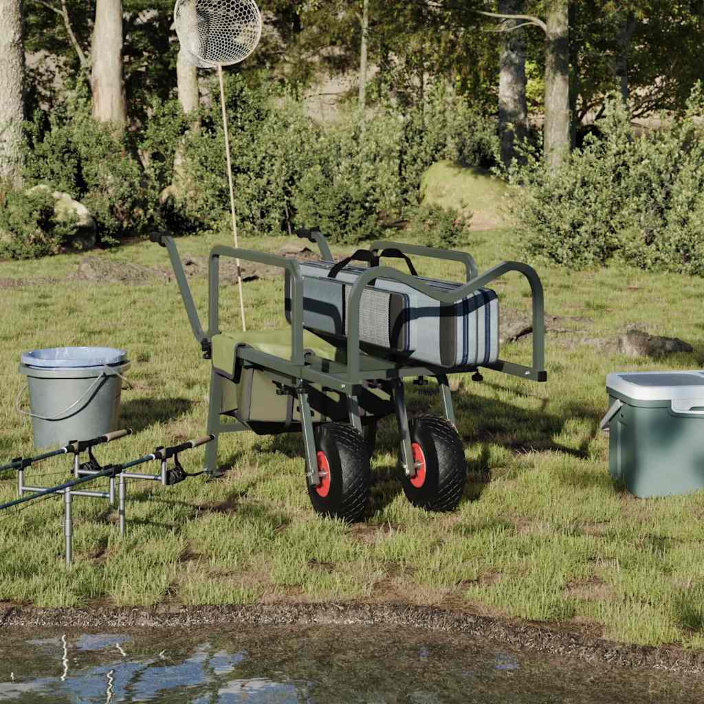 VidaXL Angelwagen mit 2 Rädern, pulverbeschichteter Stahl, grün