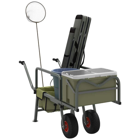VidaXL Angelwagen mit 2 Rädern, pulverbeschichteter Stahl, grün